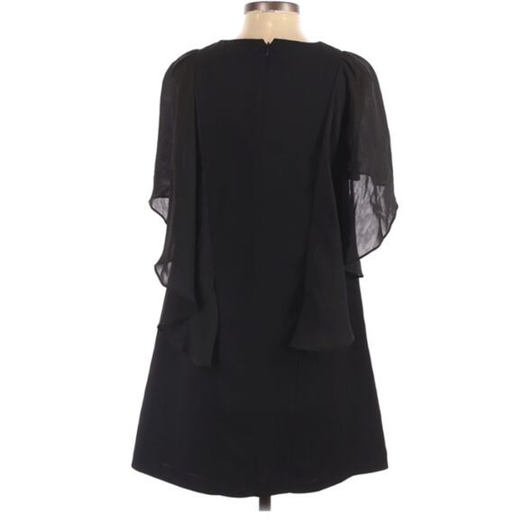 Topshop Black Ruffled Sleeve Mini Dress Womens 2 Sheer Formal Party A line - Picture 2 of 7